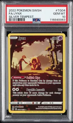 2022 POKEMON SWORD & SHIELD SILVER TEMPEST #TG04 FULL ART/JYNX PSA 10 - Image 1