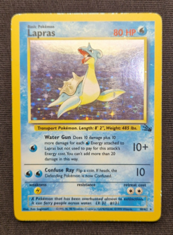 Lapras Holo 10/62 Fossil 1999 WOTC Vintage Pokemon Card LP - Image 1