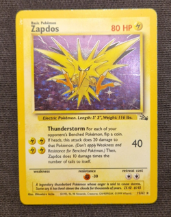 Zapdos Holo 15/62 Fossil 1999 WOTC Vintage Pokemon Card LP - Image 1