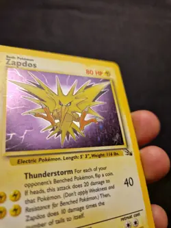 Zapdos Holo 15/62 Fossil 1999 WOTC Vintage Pokemon Card LP - Image 3
