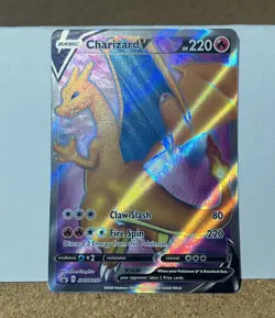 Pokemon Charizard V SWSH050 Champion's Path ETB Holo Black Star Promo LP - Image 1