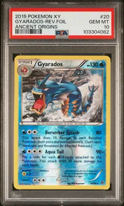 2015 POKEMON XY ANCIENT ORIGINS #20 GYARADOS-REVERSE FOIL PSA 10 - Image 1