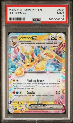2025 POKEMON PRE EN-PRISMATIC EVOLUTIONS #030 JOLTEON EX PSA 9 - Image 1