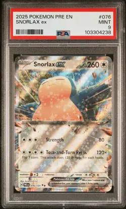 2025 POKEMON PRE EN-PRISMATIC EVOLUTIONS #076 SNORLAX EX PSA 9 - Image 1