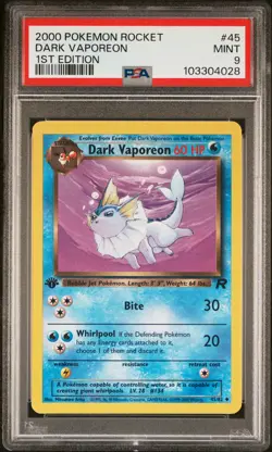 2000 POKEMON ROCKET 1ST ED #45 DARK VAPOREON PSA 9 - Image 1