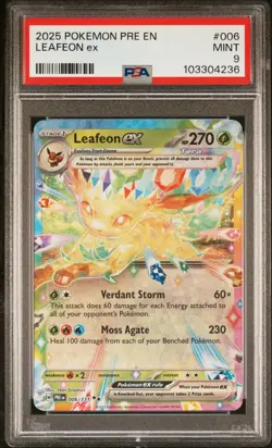 2025 POKEMON PRE EN-PRISMATIC EVOLUTIONS #006 LEAFEON EX PSA 9 - Image 1