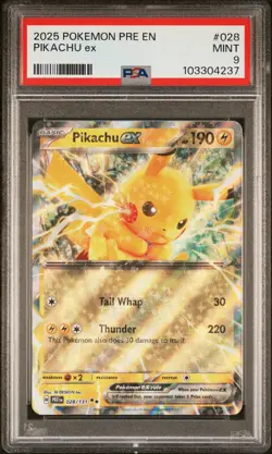 2025 POKEMON PRE EN-PRISMATIC EVOLUTIONS #028 PIKACHU EX PSA 9 - Image 1