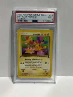 2000 Pokemon Birthday Pikachu #24 PSA 9 (World Collection) Black Star Promo - Image 1