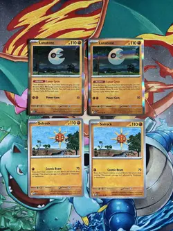 2 x Lunatone 074/132 & 2 x Solrock 075/132 playset Pokemon TCG Mega Evolution - Image 1