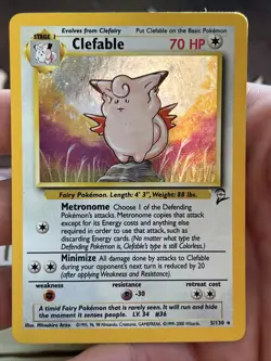 Pokemon TCG Clefable Base Set 2 5/130 Holo Unlimited Holo Rare - LP - Image 1