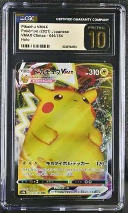 ⚡⚡ CGC 10 PRISTINE Pikachu VMAX 046/184 RRR VMAX Climax s8b Pokemon Card - Image 1