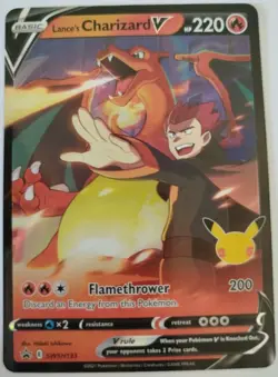 Lance's Charizard V SWSH133 Promo Pokemon TCG Card Black Star Promo Celebrations - Image 1