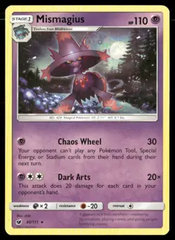 2017 Crimson Invasion Set Pokemon Card 040 Mismagius LP - Image 1