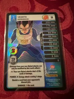 2016 Panini's Dragon Ball Z TCG Vegeta Awakening #S6 Card Rainbow Foil Prizm - Image 1