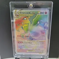 Pokemon TCG Charizard VSTAR Rainbow Secret Rare Card Brilliant Stars 174/172 NM - Image 1