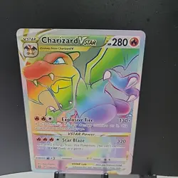 Pokemon TCG Charizard VSTAR Rainbow Secret Rare Card Brilliant Stars 174/172 NM - Image 3