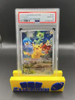 PSA 10 GEM MINT Pikachu Paldea Evolved ETB 027 SVP 2023 Black Star Promo Card - Image 1