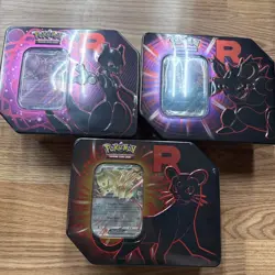 3x Pokemon Team Rocket Nidoking Persian MewTwo Tins New Sealed - Image 1