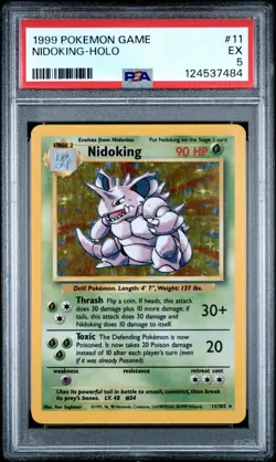 NIDOKING 1999 Pokemon Base Unlimited Holo 11/102 - PSA 5 - Image 1