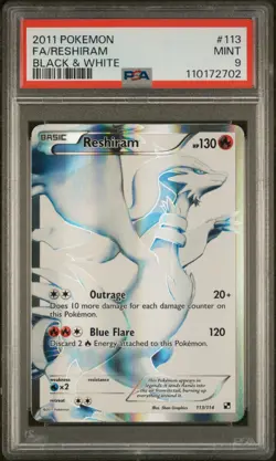 2011 POKEMON B&W #113 FULL ART/RESHIRAM PSA 9 - Image 1