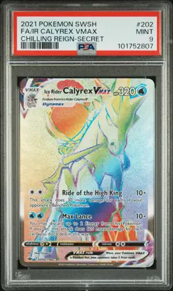 2021 POKEMON SWORD & SHIELD CHILLING REIGN FULL ART/ICE RIDER CALYREX VMAX PSA 9 - Image 1