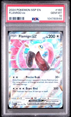 2024 POKEMON SSP EN-SURGING SPARKS #160 FLAMIGO EX PSA 10 - Image 1