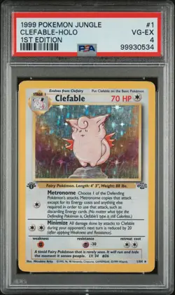 1999 POKEMON JUNGLE 1ST ED #1 CLEFABLE-HOLO PSA 4 - Image 1