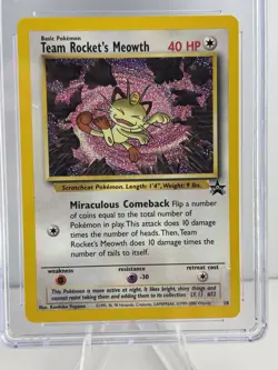 Team Rocket's Meowth 18/53 Wotc Black Star Promo Pokemon CGG 10 **GEM MINT** - Image 2