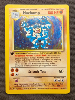 Machamp 1st Edition Holo 8/102 Base Set 1999 WOTC Vintage Pokemon Card NM - Image 1