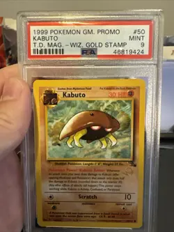 PSA 9 Kabuto 50 fossil W Wizards Gold Stamp Pokemon Promo Mint Card 1999 - Image 1