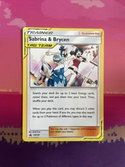 Pokemon Card Sabrina & Brycen SM246 Black Star Promo Near Mint - Image 1