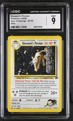 CGC 9 MINT Giovanni's Persian 2000 Gym Challenge 8/132 Holo Pokemon Card - Image 1