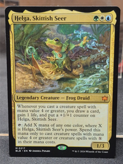 M 0217 Helga, Skittish Seer Bloomburrow MTG Card Mythic Rare Frog Druid NM R - Image 1