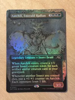 MTG Magic the Gathering Aatchik, Emerald Radian Borderless Foil Aetherdrift NM - Image 1