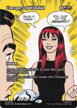 MTG Unexpected Windfall (Borderless) (29) | NM | Marvel Universe {MAR} - Image 1