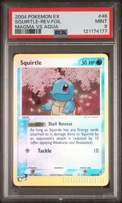 2004 POKEMON EX TEAM MAGMA VS TEAM AQUA #46 SQUIRTLE-REVERSE FOIL PSA 9 - Image 1