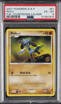2007 POKEMON DIAMOND & PEARL POKEMON COUNTDOWN CALENDAR #61 RIOLU PSA 6 - Image 1