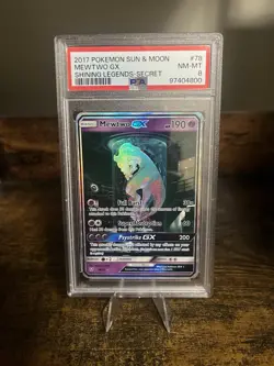 2017 POKEMON SUN & MOON SHINING LEGENDS SECRET #78 MEWTWO GX PSA 8 - Image 1