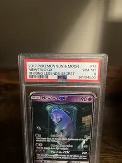 2017 POKEMON SUN & MOON SHINING LEGENDS SECRET #78 MEWTWO GX PSA 8 - Image 2