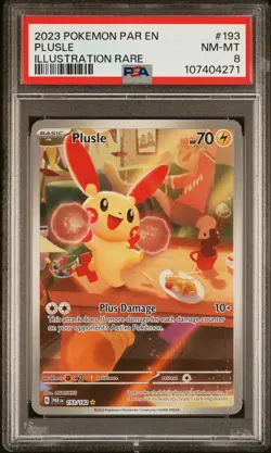 2023 POKEMON PAR EN-PARADOX RIFT ILLUSTRATION RARE #193 PLUSLE PSA 8 - Image 1