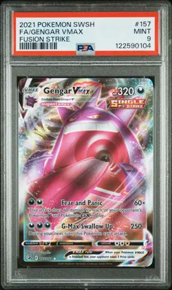 2021 POKEMON SWORD & SHIELD FUSION STRIKE #157 FULL ART/GENGAR VMAX PSA 9 - Image 1