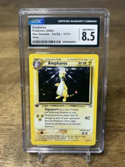 2000 POKEMON NEO GENESIS 1ST EDITION #1/111 AMPHAROS-HOLO CGC 8.5 NM - SWIRL 🌀 - Image 1