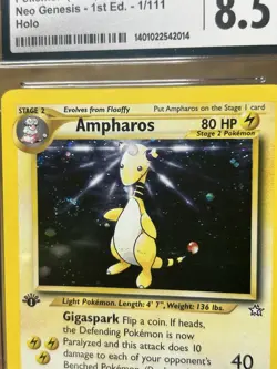 2000 POKEMON NEO GENESIS 1ST EDITION #1/111 AMPHAROS-HOLO CGC 8.5 NM - SWIRL 🌀 - Image 3
