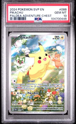 2024 POKEMON SVP EN-SV BLACK STAR PROMO PALDEA ADVENTURE CHEST PIKACHU PSA 10 - Image 1