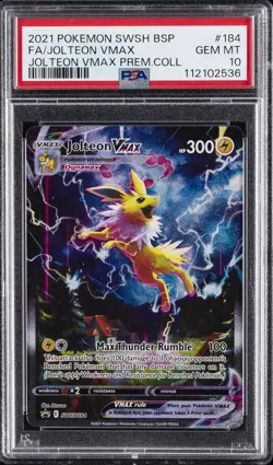 2021 POKEMON SWSH BLACK STAR PROMO #184 FULL ART/JOLTEON VMAX PSA 10 - Image 1