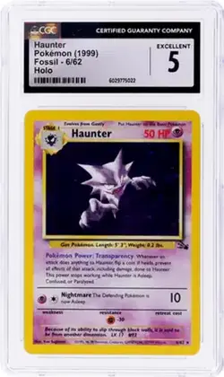 1999 Pokemon Fossil 6/62 Haunter Holo CGC 5 Rare - Image 1