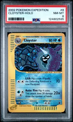 2002 POKEMON EXPEDITION #8 CLOYSTER-HOLO PSA 8 - Image 1