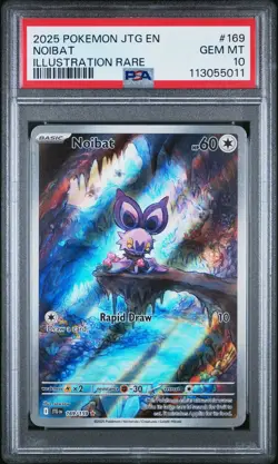 2025 POKEMON JTG EN-JOURNEY TOGETHER ILLUSTRATION RARE #169 NOIBAT PSA 10 - Image 1