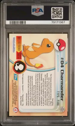 1999 TOPPS RARE LOW POP 6 UNITED KINGDOM VERSION POKEMON TV #4 CHARMANDER PSA 10 - Image 2