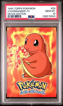 1999 TOPPS POKEMON THE MOVIE EDITION #E4 CHARMANDER #4 PSA 10 GEM MINT RARE - Image 1